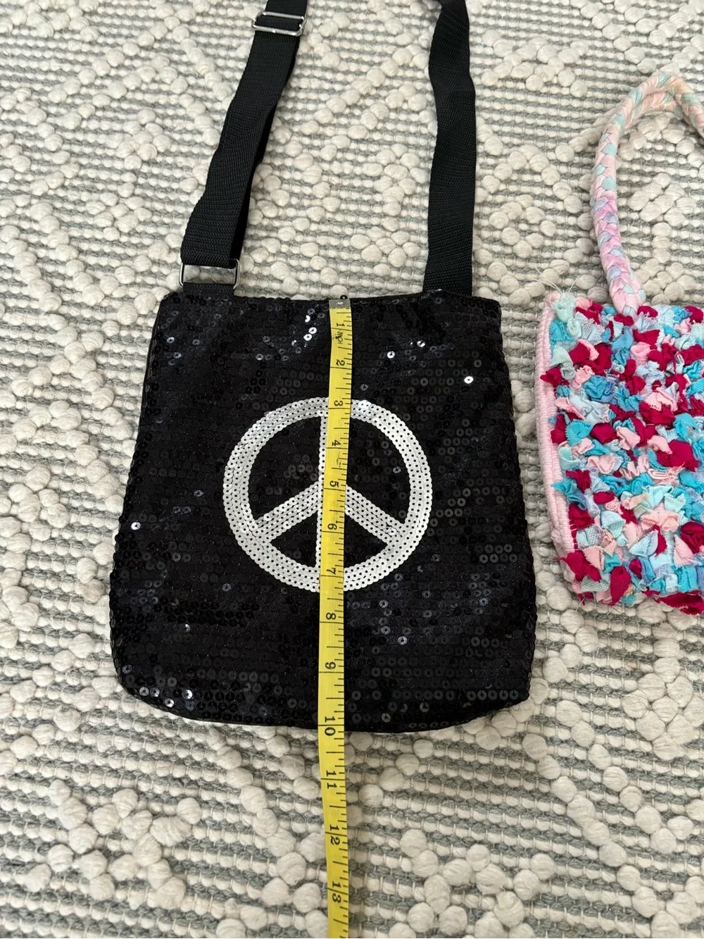 Kids cute bag Bundle | Sequin Peace Sign Crossbody + Handmade Tote